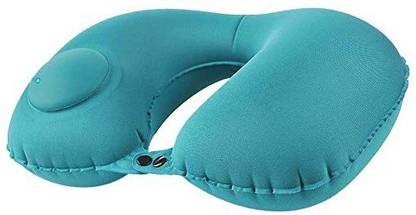 BOVZOX Fabric Press Button Travel Pillow Inflatable Portable Air Neck Support Lightweight Stay Cool Fabric Self Pump Up Without Blowing Sleep Cushion for Airplane Travel Camping Neck Pillow Neck Pillow