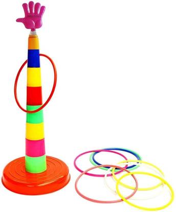 PP SONS Plastic Ring Toss Quoits Hoopla Throw Game for Toddlers Competitive Tossing Game for Kids and Adults (Multicolor)