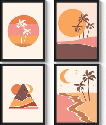 GS Decor Set of 4 Aesthetic Beach Landscape Wall Painting Designs for Bedroom with Plexi Glass Inches | Living Room Wall Design | Paintings For Home Walls | Simple Wall Painting Art
BK Frame | Ready To Hang Digital Reprint 12 inch x 9 inch Painting
