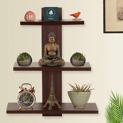 Hubque Tree Shaped Engineered Wood Wall shelf | Wall Stand For living room | Home Decor Items | Wooden Wall Decor | Wall Rack | Book Shelf | Floating Shelves For Bedroom , Living Room , (3 Shelves ) Set of 1 , Brown Wooden Wall Shelf