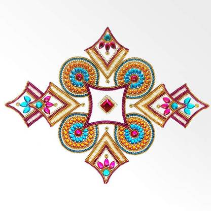 Aabhaas Design Handcrafted Decorative Rearrangable Kundan Acrylic Rangoli for Floor Decoration - 149 Rangoli Stencil