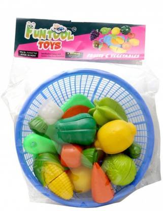 Veryke Vegetable Set Basket for Kids 13 Pieces. Let You Kid recognise Different Vegetables and Colours(Fruits and Vegetable with Basket)