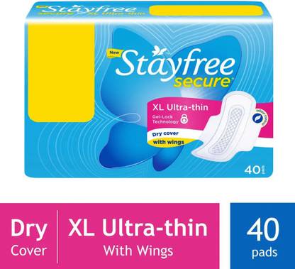 STAY FREE Secure X-Large Ultra Thin Dry Cover Sanitary Pads For Women With Wings, (Pack of 40) Sanitary Pad