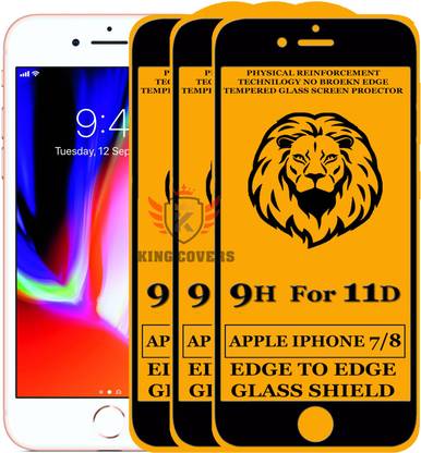 KING COVERS Tempered Glass Guard for Edge To Edge Tempered Glass for iPhone 8