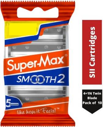 Supermax Smooth 2 twin blade cartridges pack of 10 ( 5 cartridge each )