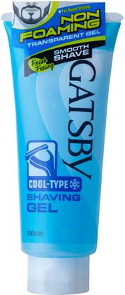 GATSBY Shaving Gel - Cool Type 205gm | Non Foaming & Transparent | For Trendy Beard Styling | Contains Moisturizer | Softens Beard | Powered With Menthol For Fresh & Cooling Sensation |