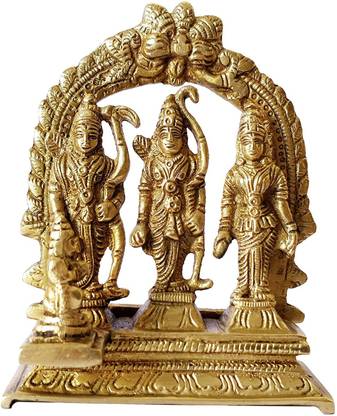 Idolsplace Ram Darbar Statue Lord Rama Laxman Sita Religious Gift Indian Art 320gms Decorative Showpiece  -  9 cm