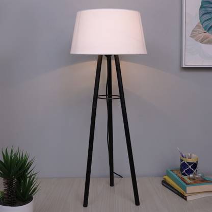 Homesake Mid Century Metal Tripod Table Lamp With White drum Shade, Contemporary Minimalist Standing Floor, Table Light with 3 Iron Legs,E27 Lamp Base,Modern Design Standing Light for Living Room,Study Room and Bedroom, Night Lamp