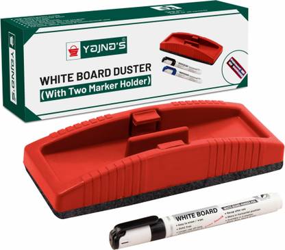 YAJNAS Non Magnetic Premium Whiteboard Duster And Marker| Dry Erase Whiteboard Eraser for Erasing Whiteboard Marker or Chalkboard Writing - (Pack of 1 Duster And 1 Marker, Color - Multicolour) Dusters