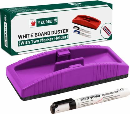 YAJNAS Non Magnetic Whiteboard Duster And Marker| Dry Erase Whiteboard Eraser for Erasing Whiteboard Marker or Chalkboard Writing - (Pack of 1 Duster And 1 Marker, Multicolor) Dusters