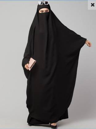 MFHL Nida Matte Solid Burqa With Hijab