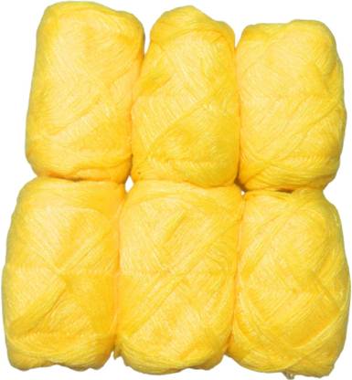 DevCart 3 PLY Feather Knitting Wool Yarn Pack 6 100 Gram Each Lemon Color