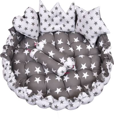 SK TRADERS Round Baby Tub Nest Bed and 5 pc Baby Pillow Luxury Baby Mattress Bed Sleeper Bedding Set co-Sleeper, Safe Cotton Fabric with R-Filled Ultra-Soft Comfortable for Newborn to Toddler Baby Bedding set Round