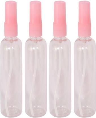 EverGlam New Pack 4 Transparent Spray Bottle Pink 100 ml Each Bottle (400ML,Pink Mist) 400 ml Spray Bottle