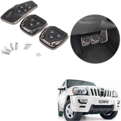 Znee Smart ZS-BV-103 Black Non-Slip Manual Car Pedals kit Pad Covers 3 Pcs Set for Mahindra Scorpio Car Pedal
