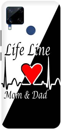 Bluvver Back Cover for Realme C15/RMX2180, Printed Live Line Mom Dad Back Cover