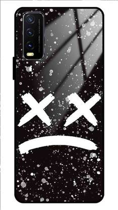 NDCOM Back Cover for VIVO Y20A Lil Peep Sad Face Printed Glass Case