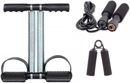 SUN SHADOW Combo Of Double Spring Tummy Trimmer, Skipping Rope And Foam Hand Gripper For Men And Women Fitness Accessory Kit Kit