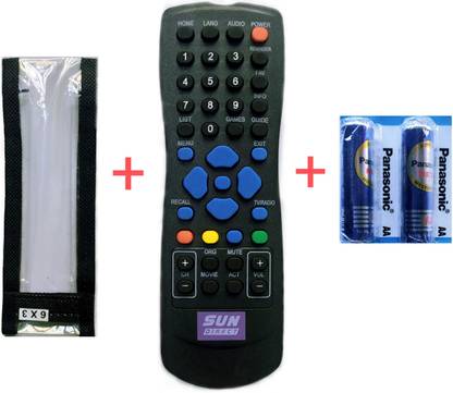 Sun Direct SD Set Top Box Remote SUN DIRECT SD Set Top Box, with Remote Cover (Transparent) & AA Batteries Remote Controller