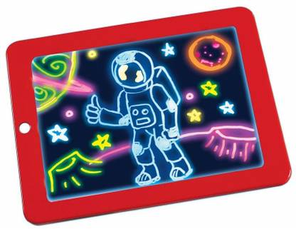 domnikyas Magic Sketchpad Light Painting Board Drawing Tablet Pad 3D LED - Create Art That Glows Includes 3 Dual Side Markets 30 Stencils and 8 Colorful Effects Sketch Pad