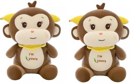 Bluebells India Happy Monkey Soft Stuffed Plush Animal Toy for Kids-pack of 2  - 40 cm