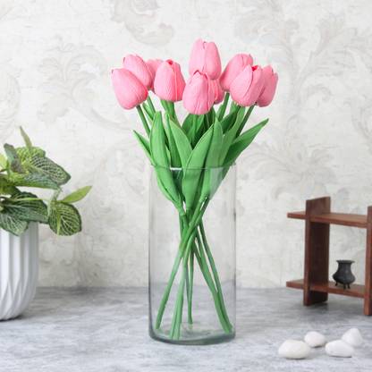 Elemntl Artificial Pink Tulip Sticks (Pack of 6) Pink Tulips Artificial Flower