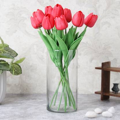 Elemntl Artificial Red Tulip Sticks (Pack of 10) Red Tulips Artificial Flower