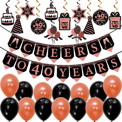 Prihit 40th Birthday Decoration for Women - 38Pcs Birthday Decorations