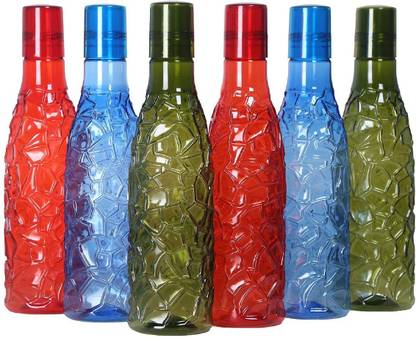 LaChoiceIt Mosaic Pattern 6 Pieces Plastic Water bottle multi colored 1000 ml Bottle