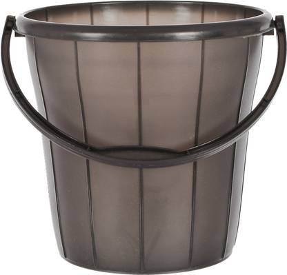 Heart Home Plastic Bucket With Strong Handle & Measuring Scale, 16 litre (Black)-46HH0324 16 L Plastic Bucket