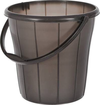 KUBER INDUSTRIES Multiuses Plastic Bucket With Handle & Measuring Scale, 16 litre (Black) 16 L Plastic Bucket