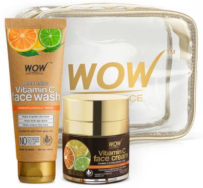 WOW SKIN SCIENCE Vitamin C Face Wash In Paper Tube + Vitamin C Face Cream Kit -Net Vol 150mL