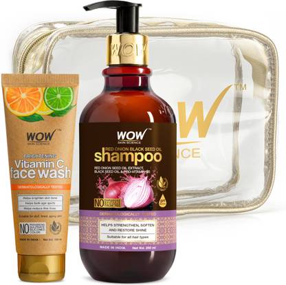 WOW SKIN SCIENCE Vitamin C Face Wash In Paper Tube+ Onion Shampoo Kit Net Vol 350mL  (2 Items in the set)