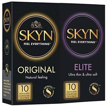 SKYN Original Non Latex Condoms Pack of 10 + Elite Non Latex Condoms Pack of 10… Condom