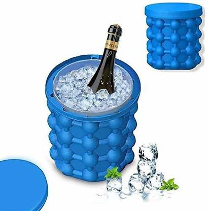 JDS WholeSale Silicone Ice Bucket The Revolutionary Space Saving Cube Maker (Standard) Blue Silicone Ice Cube Tray