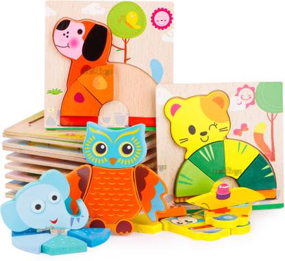 zest 4 toyz Wooden Puzzle Toy Pick and Fix Play, Fun, Learn with Bright Colors And Interesting Shapes Thick Wooden Slab-Pack of 2(Design As Per Stock)