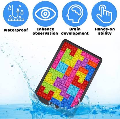 Sunvibe Push Pop it Bubble Sensory Fidget Puzzle Tetris Game for Anxiety and Stress Relief and Autism Toy for Children and Adults, 24 pcs Building Blocks