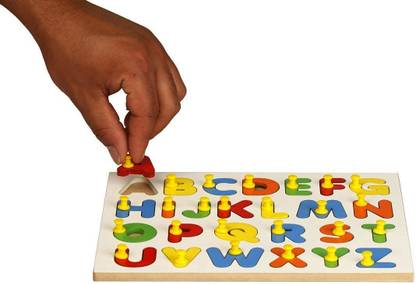 SHALAFI Best Buy High Quality Wooden Alphabet Upper Case Puzzles with Knobs for Kids | Multi Educational 26 Letter English Alphabet Learning | Kindergarten Language Development Puzzles ABCD Puzzle Board Educational Board ABCD Alphabet matching toy Early Learning & Educational Toys Play, Read & Learn for Kids Jigsaw Puzzle