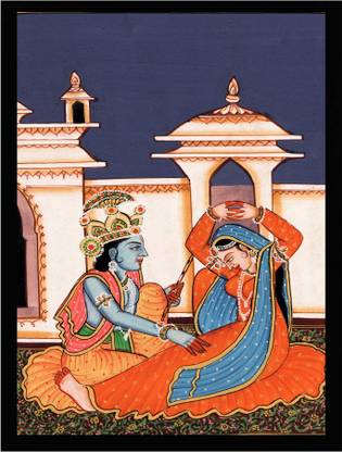 Mmory Beautiful Decorative Rajasthani Them Art Painting Digital Reprint 12 inch x 9 inch Painting