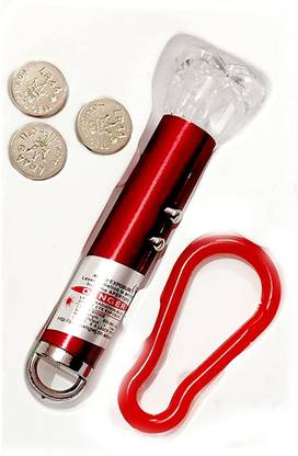 FUNLOOF 3 in 1- LED Color Light + Torch Keychain + Laser Pointer- 650 nm 3 Lithium Size Batteries Indoor Laser Light (RED)