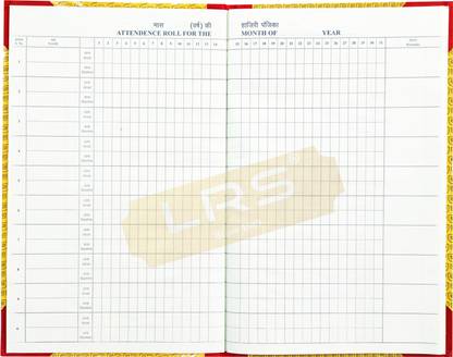 LRS Attendance Register with Time in and Time out - 60 Pages - Pack of 2 - Hard Bound 2-Part Attendance Register