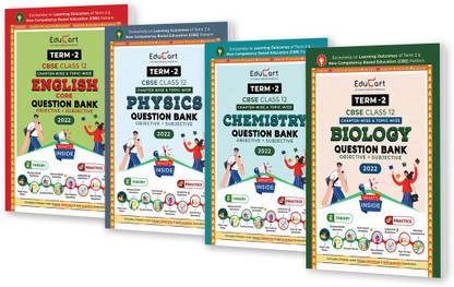 Educart TERM 2 CBSE Question Bank Bundle - Chemistry, English Core, Physics & Biology For Class 12 Of 2022 (Now Based On The Term-2 Subjective Sample Paper Of 14 Jan 2022)