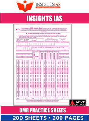 INSIGHTS IAS UPSC OMR Practice Sheets For Competitive Exams – 100 MCQ’s ,78 GSM A4 Size Premium Paper, 200 Sheets/200 Pages