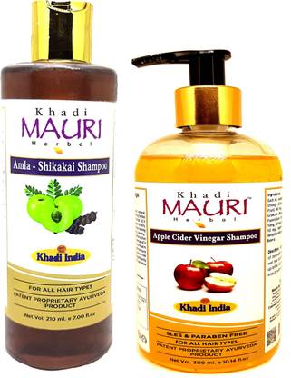 Khadi Mauri एप्पल साइडर सिरका और आंवला शिकाकाई शैम्पू (कॉम्बो)