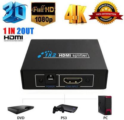 AIMERS HDMI Splitter Switch 2 in 1 Out 4K 60hz HDMI Switcher 2 Port, Sharing HD Videos, Media Streaming Device