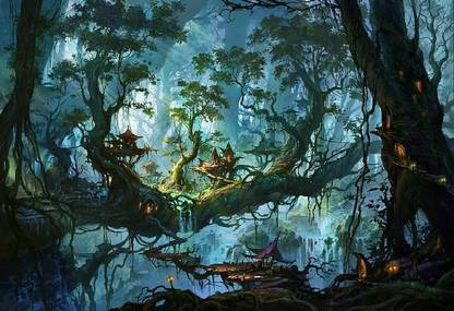 Smoky Design fantasy art artwork digital art forest wallpaper Paper Poster