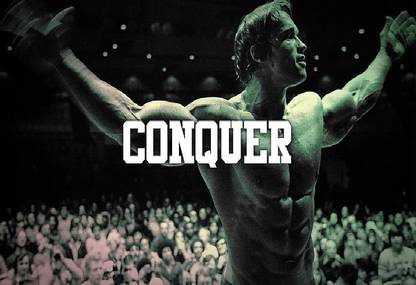 Smoky Design arnold bodybuilding conquer muscle wallpaper Paper Poster