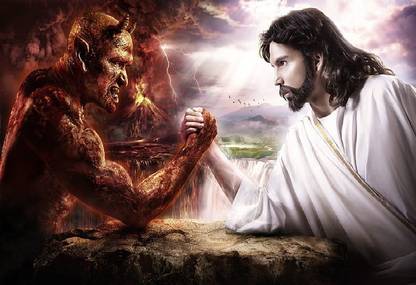 Smoky Design god devil jesus christ satan good vs evil lucifer sports wrestling hd art wallpaper Paper Poster