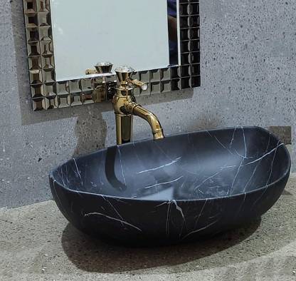 Bherunath Designer Ceramic Wash Basin 24 X 16 Inch Vessel Sink Over Or Above Counter Top For Bathroom Finish Living Room Black Table In India - 24 X 16 Bathroom Sink