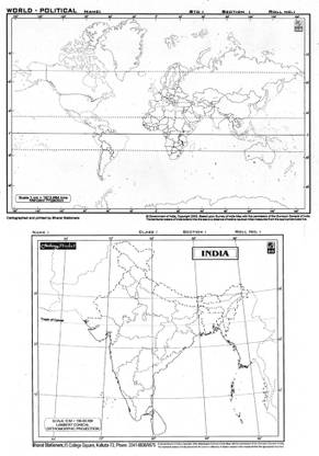 Nilima BLANK OUTLINE MAP OF WORLD & INDIA POLITICAL MAP FOR PRACTICE (50x2) 100 sheets Paperback Address Book